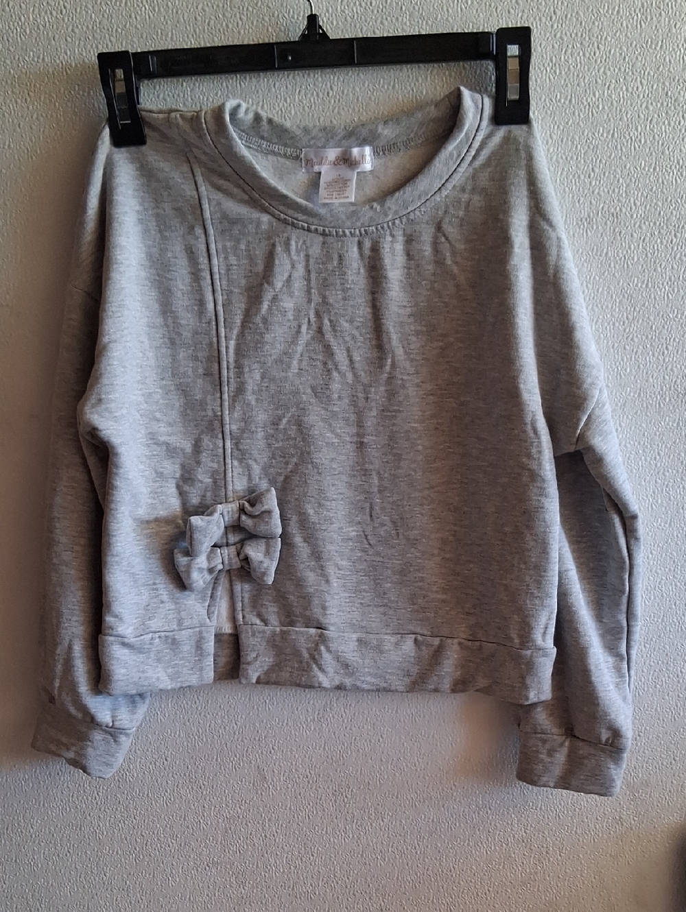 Girls' Gray Bow-Accent Sweatshirt